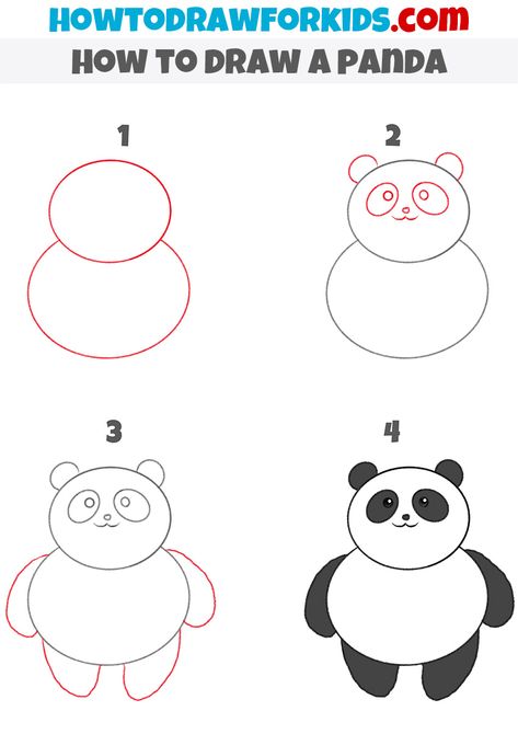 Doodles, Crafts, Easy Drawing For Kids, Drawing For Kids, Toddler Drawing, How To Draw Kids, How To Draw Panda, Easy Drawings For Kids, Easy Animal Drawings