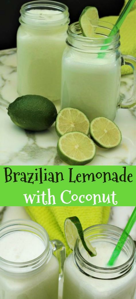 Alcohol, Summer Drinks, Smoothies, Brazilian Lemonade, Refreshing Drinks, Refreshing Drinks Recipes, Coconut Recipes, Lemonade Recipes, Juice Smoothie