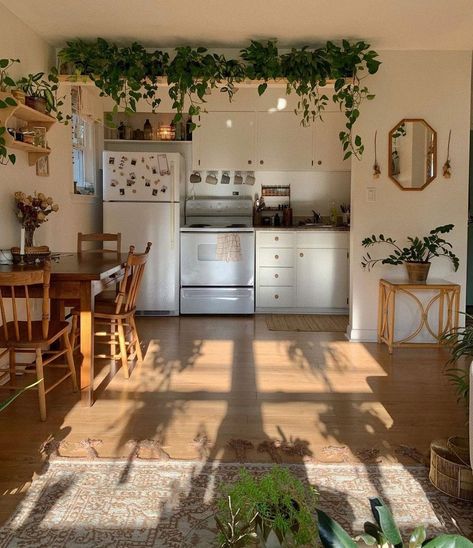 𝐈𝐧𝐭𝐞𝐫𝐢𝐨𝐫𝐲𝐞𝐬𝐩𝐥𝐳 ® on Instagram: “Kitchen inspo💚 📸: @nataliedoef” Apartment Living, Interior, Apartment Aesthetic, Apartment Decor Inspiration, Apartment Decor, Apartment, Cottagecore Apartment, Cozy Apartment, House Inspo