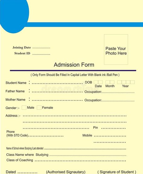 Illustration about This is a image of Admission Form Design Layout with Fields. Illustration of fill, student, admissionform - 71348504 Admission Form Format, Admission Form For Preschool, Admission Form Design, Application Form Design, Fields Illustration, Admission Form, School Admission Form, Maths Worksheet, Daycare Business Plan
