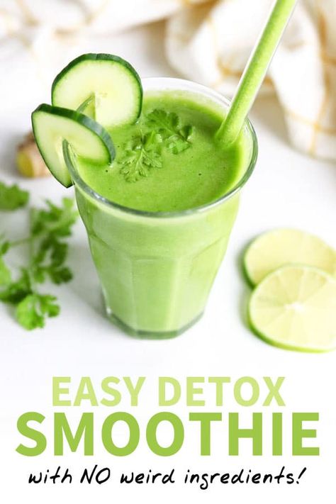 This Detox Smoothie is loaded with healthy ingredients to help flood your body with nutritients. No expensive powders or supplements required! Smoothie Recipes, Healthy Smoothies, Detox Drinks, Detox Smoothie, Detox Recipes, Smoothie Ingredients, Easy Detox, Detox Diet, Diet Smoothies