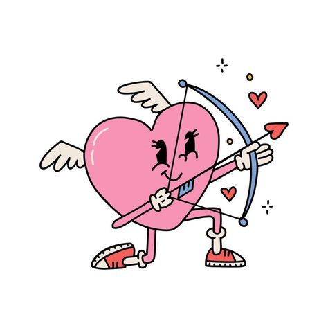 Graffiti, Vintage, Valentine's Day, Retro, Line Art, Valentine Cartoon, Cartoon Heart, Valentines Illustration, Stickers