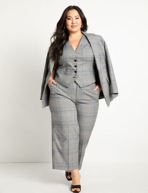 Office Looks, Outfits, Pants For Women, Plus Size Pant Suits, Plus Size Workwear, Plaid Trousers, Plus Size Pants, Plus Size Work, Plus Size Suits