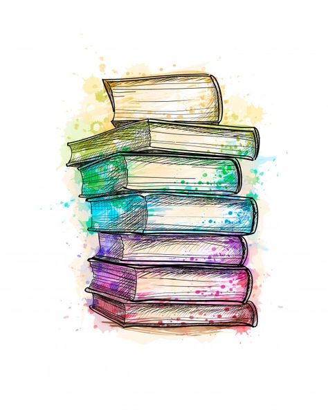 Stack of multi colored books from a spla... | Premium Vector #Freepik #vector #watercolor #books #old #knowledge Digital Art, Watercolour Paintings, Design, Ink, Watercolour Art, Doodles, Vintage, Watercolor Books, Art Journal