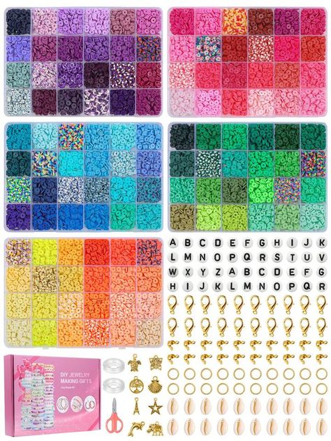 12000pcs Polymer Clay Beads Bracelet Making Kit, 120 Colors/5 Boxes Multifunctional Beading Set For Diy Gift With Charm Pendant And Elastic Cord | SHEIN USA Diy, Diy Jewellery Making, Art, Diy Jewelry Making Bracelets, Rubber Bead Bracelet, Diy Bracelets, Diy Bracelet Box, Diy Jewelry Making, Bead Kits