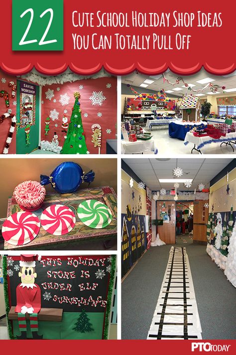 22 Cute School Holiday Shop Ideas Your PTO or PTA Can Totally Pull Off! :) Diy, Decoration, Pre K, Natal, School Christmas Decorations Classroom, School Christmas Party, Classroom Christmas Decorations, Classroom Christmas Decor, School Holiday Shoppe