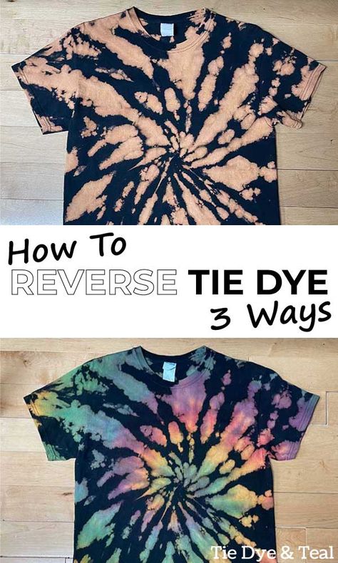 Tie Dye, Diy Tie Dye Bleach, Tie Dye With Bleach, How To Tie Dye, Tie Dye Techniques Shirts, Reverse Tie Dye, Tie Dye Folding Techniques, Diy Tie Dye Shirts, Tie Dye Steps