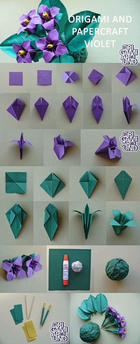 origami violet tutorial by OrigamiAround Diy, Origami, Cute Origami, Kunst, Hoa, Origami Rose, Flower Tutorial, Origami Easy, Origami Design