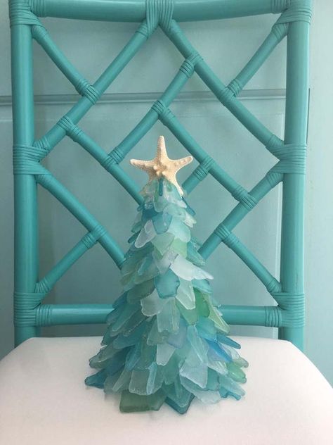 Ideas, Christmas Decorations, Sea Glass, Christmas Trees, Shell Crafts, Glass Christmas Tree, Beach Christmas, Sea Glass Art, Holiday Decor
