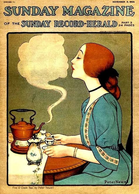 Sunday Magazine Five O'Clock Tea November 5, 1905 Peter Newell Vintage, Decoupage, Vintage Posters, Retro, Illustrators, Vintage Magazines, Cover Art, Poster, Newell