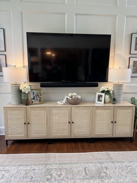 Sideboard, Pottery Barn, Home Décor, Tv Consoles, Diy Console Table, Console Table Under Mounted Tv, Table Under Mounted Tv, Diy Tv Stand, Console Table Under Tv