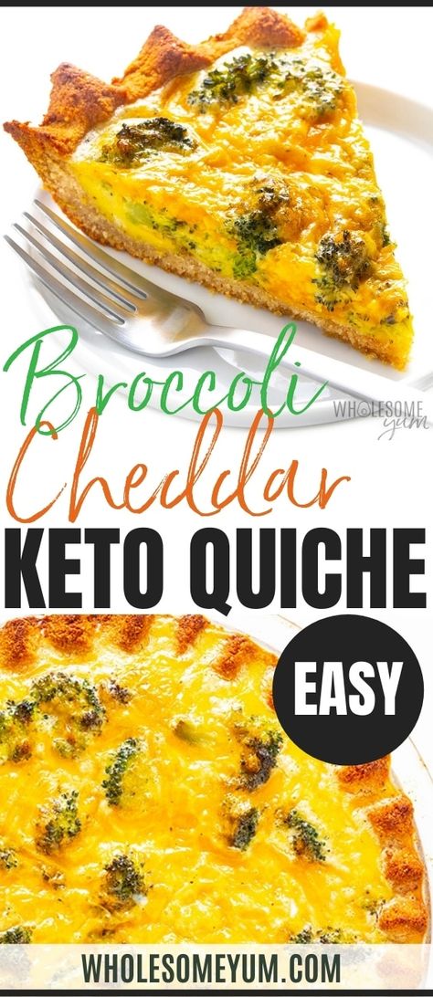 Keto Quiche: Broccoli Cheddar Quiche Recipe - The ultimate guide to making a perfect keto quiche recipe! Includes a broccoli cheddar quiche, plus a formula for making other flavors, tips & tricks, and more. #wholesomeyum Paleo, Pie, Brunch, Low Carb Recipes, Healthy Recipes, Quiche, Keto Quiche, Low Carb Quiche, Keto Breakfast