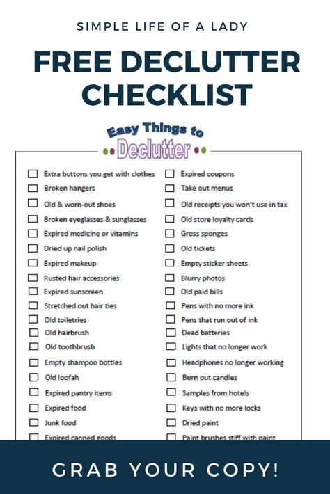 Declutter your home checklist - free printable for an effortless start!