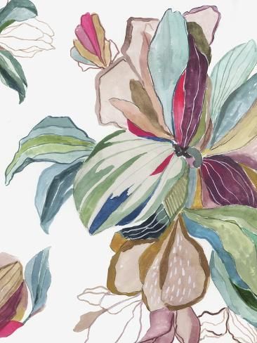 size: 12x9in Art Print: Tropical Botanical Study I by Asia Jensen : Art, Watercolour Paintings, Landscape Paintings, Abstract Art, Watercolour Flowers, Flora, Tropical Art, Abstract Landscape Painting, Watercolor Flowers
