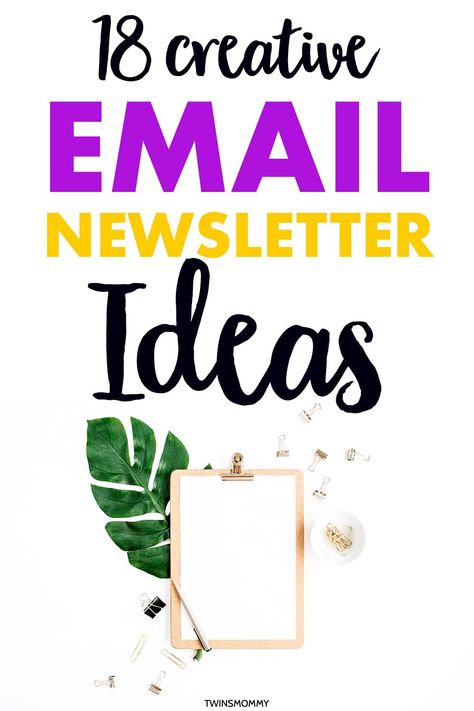 Get some creative email newsletter ideas for your blog audience. Build your email first and then start writing emails every week but if you have a hard time coming up with newsletter ideas that aren't always your latest blog post then this post gives you 18 fun and easy newsletter ideas just for you. #emailmarketing #emailnewsletter #emailnewsletterideas Email Newsletters, Email List, Newsletter Ideas, Newsletter Content Ideas, Newsletter Templates, Blog Tips, Marketing Ideas, Best Email, Blogging For Beginners