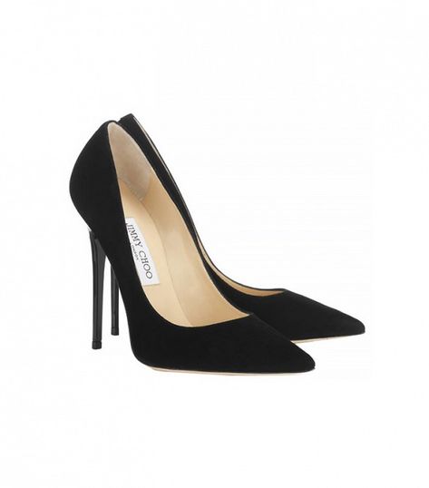 17 Black Heels for Any Occasion and Every Budget via @WhoWhatWear // Jimmy Choo Anouk Suede Pointy Toe Pumps Dr Shoes, Crazy Shoes, Cute Shoes, Me Too Shoes, Shoes Heels, Heels Outfits, Work Outfits, Jimmy Choo Heels, Prom Heels