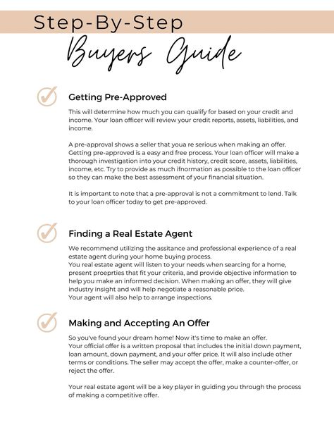 Homebuyers Guide Real Estate Template, Canva, Real Estate Marketing, Real Estate, Realtor, Buyer Handbook, Home Buyer - Etsy Real Estate Tips, Ea, Ideas, Real Estate Buyers Guide, Real Estate Advice, Real Estate Guide, Buyers Guide, Real Estate Buyers, Real Estate Coaching