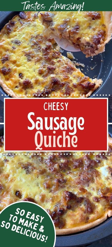 Celebrate any occasion with our Cheesy Sausage Quiche recipe! This versatile recipe, featuring a medley of cheese, sausage, and eggs in a golden crust, is perfect for brunches, potlucks, or even as a savory snack. #QuicheTime #SausageCelebration #CheeseFiesta Ideas, Brunch, Pie, Quiche, Bacon Quiche Recipe, Bacon Quiche, Sausage Quiche Recipes, Breakfast Quiche Sausage, Sausage Quiche