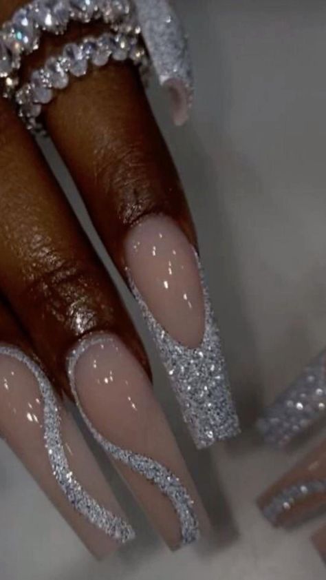 Lux Nails, Nails Prom, Coffin Nails Designs, Classy Acrylic Nails, Nail Inspo, Nails Acrylic Coffin Glitter, Coffin Nail Designs, Long Nail Designs, Prom Nail Designs
