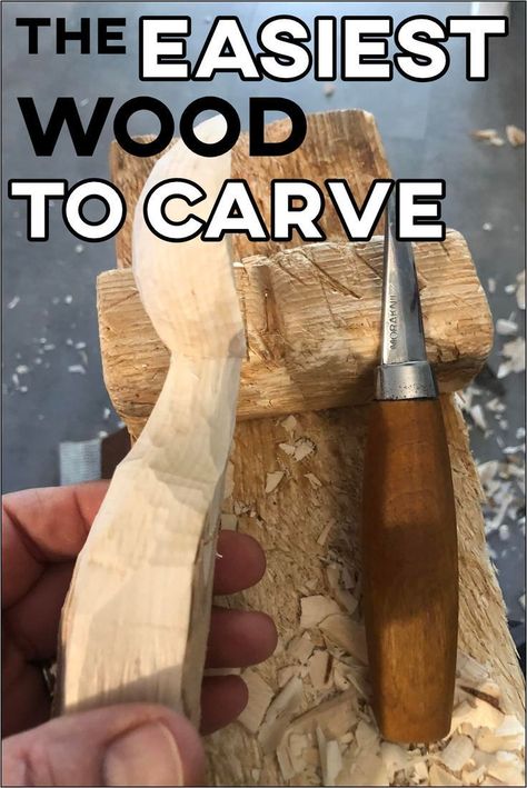 What is the easiest wood to carve Woodworking, Wood Projects, Small Wood Projects, Best Wood For Carving, Dremel Wood Carving, Green Woodworking, Wood Carving Tools Knives, Wood Spoon Carving, Wood Carving Tools