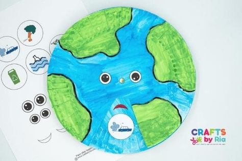 Happy vs sad Paper plate Earth craft - Crafts By Ria Paper Crafts, Educational Crafts, Kid Crafts, Ideas, Crafts, Recycling, Crafts For Kids, Earth Day Crafts, Earth Craft