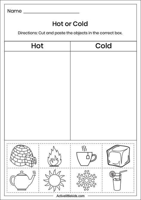Free hot and cold worksheets for preschool. Pre School, Pre K, Kinder, Kindergarten, Tema, Prints, Escuela, Preschool, School Worksheets