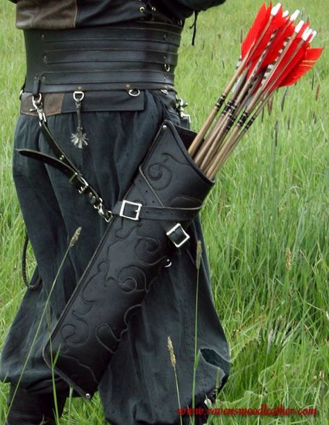 Elven Quiver-Style 1: Bow And Arrow Bag, Bow And Arrow Quiver, Hip Quiver Archery, Bow And Arrow Outfit, Fantasy Quiver, Archer Clothes, Archery Clothes, Crossbow Quiver, Archery Outfit