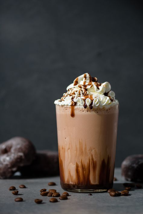 Double Chocolate Blended Iced Mocha - Fork Knife Swoon Smoothies, Starbucks, Frappuccino, Starbucks Recipes, Desserts, Coffee Recipes, Dessert, Ice Coffee Recipe, Coffee Drink Recipes