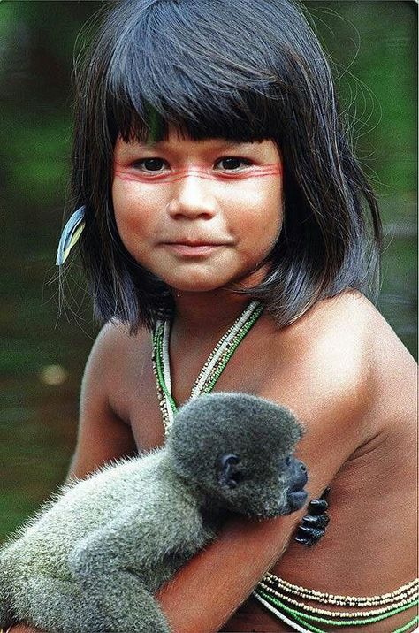Amazonian Indian girl and her monkey! | Flickr - Photo Sharing! Children, Beautiful Babies, Dieren, Bunga, Indian Girls, Beautiful People, Human
