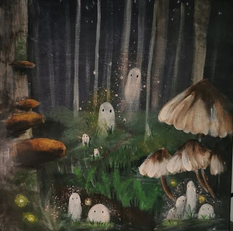 #ghost #ghosts #forest #woods #painting #paint #surrealism #art #mushroom #misty #magical Instagram: 13_con Fantasy Art, Sketches, Halloween, Fantasy, Ethereal Art, Pretty Art, Ilustrasi, Fairytale Art, Resim