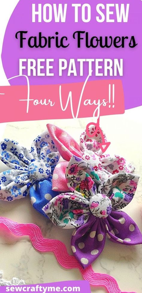 How to Make Fabric Flowers ( Four Ways) Tela, Upcycling, Sewing Crafts, Easy Fabric Flowers, Making Fabric Flowers, Fabric Scraps, Sewing Gifts, Fabric Flower Tutorial, Small Sewing Projects
