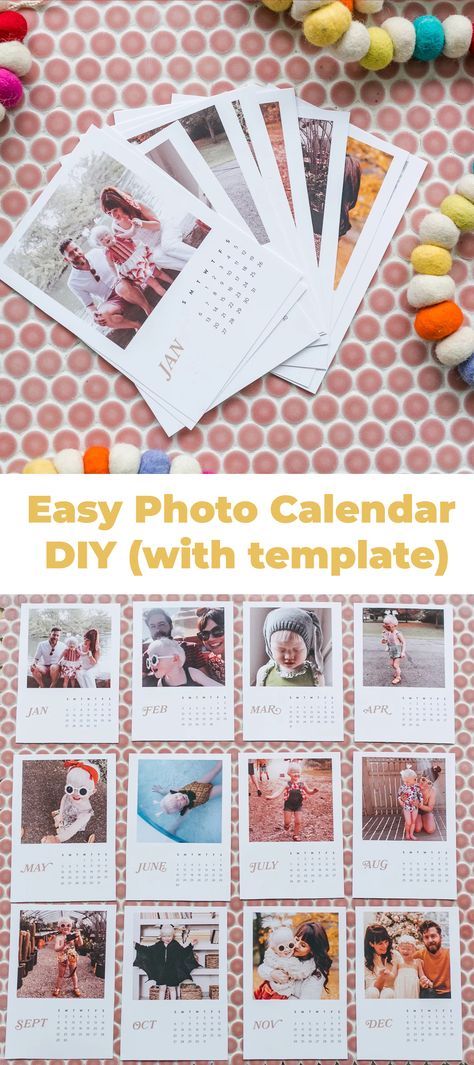 2019 Calendar Template - A Beautiful Mess Diy Photo Calendar, Diy Calendar Photo, Photo Calendar Diy, Picture Calendar, Diy Calender, Calender Template, Diy Desk Calendar, Quick Diy Gifts, Kalender Design
