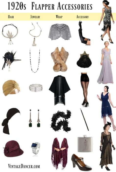 1920s Accessories Stockings, Hats, Headbands, Jewelry Costumes, Flapper Outfit Roaring 20s, Flapper Costume Diy, Roaring 20s Party Outfit Diy, Flapper Girl Costumes, Diy 1920s Costume Easy, Flapper Girl Halloween Costume, 1920s Diy Costume, 1920s Dress Up