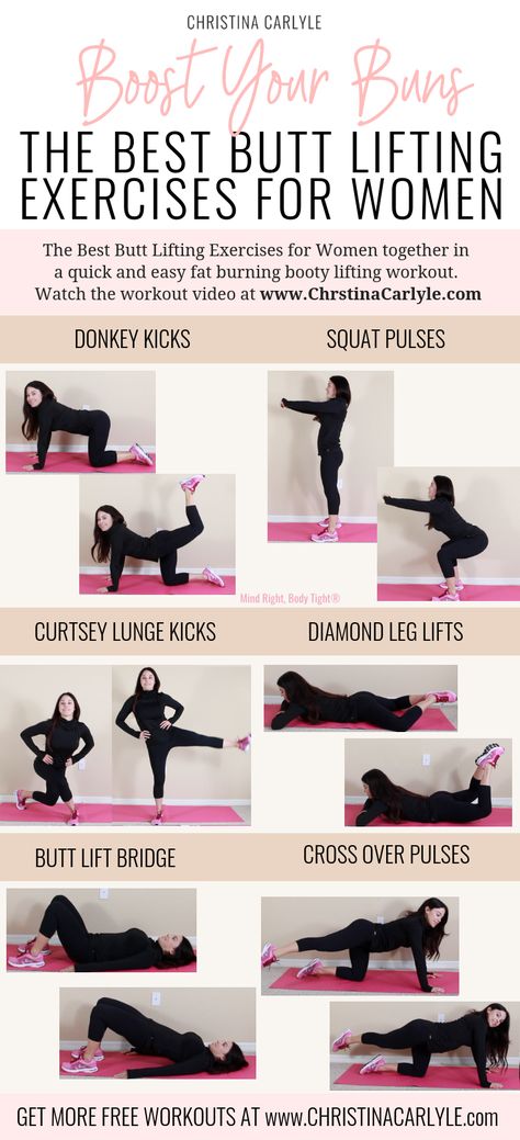 The Best Butt Lifting Exercises in a quick and easy butt workout for women by trainer Christina Carlyle. Learn more about this workout on the blog https://christinacarlyle.com/butt-lifting-exercises-workout/ Yoga, Workout Videos, Fitness, Yoga Routines, At Home Workouts, Gym Workouts, Best Butt Lifting Exercises, Lifting Workouts, Lower Body Workout