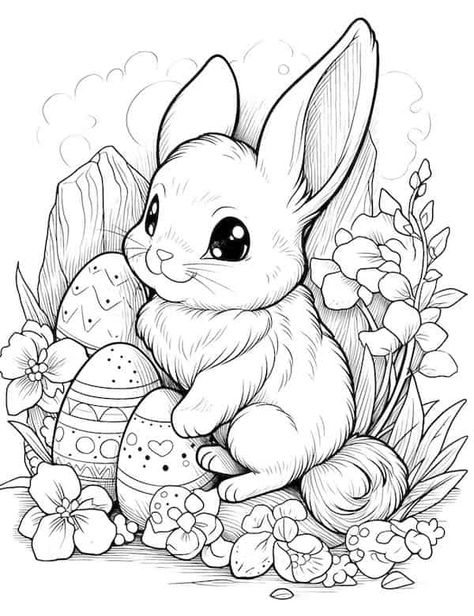 43 Cute Bunny Coloring Pages For Kids And Adults - Our Mindful Life Colouring Pages, Bunny Coloring Pages, Easter Bunny Colouring, Easter Drawings, Easter Coloring Pages, Easter Coloring Book, Animal Coloring Pages, Cute Coloring Pages, Easter Art