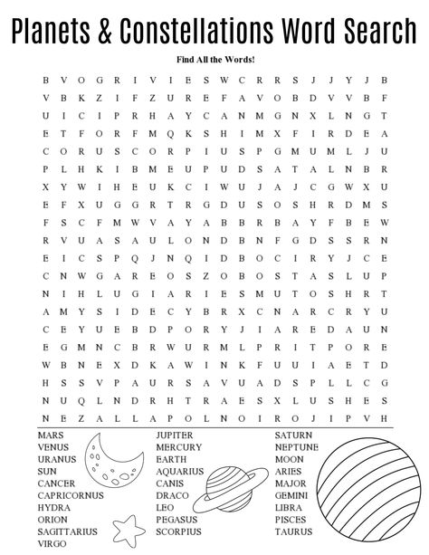 Educational Planets and Constellations word search.  #fun #free #printables Worksheets, English, Constellation Activities, Word Puzzles For Kids, Science Word Search, Word Puzzles, Kids Word Search, Word Search Puzzles, 5th Grade Activities