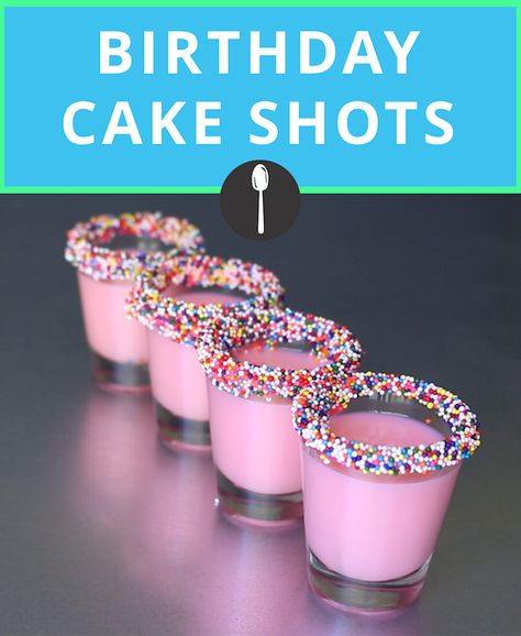 Celebrate your birthday with this two-in-one cake shot. Gatsby, 21st Birthday Cakes, 21st Birthday Drinks, Birthday Cake Shots, Cake Shots, 21st Birthday Cake, Birthday Shots, 21st Bday Ideas, Birthday Drinks