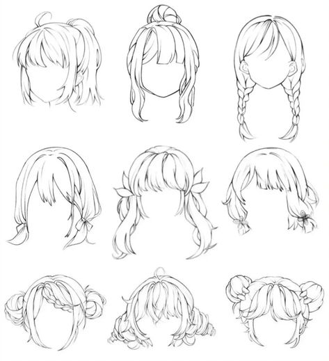 Manga, Kawaii, Anime Hair, How To Draw Hair, Drawing Hair Tutorial, Manga Hairstyles, Face Drawing, Manga Hair, Drawing Base