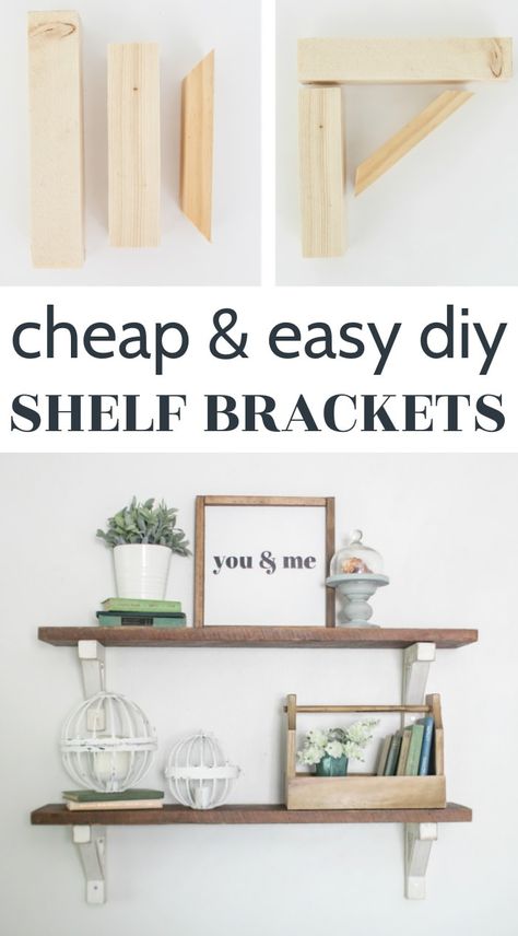 These cute diy wood shelves are incredibly cheap and easy to make in an hour or less. You can buy for a whole pile of those diy shelf brackets for just a couple of bucks and have your shelves finished and hung before you know it. Get the simple step-by-step tutorial today. Home Décor, Diy, Diy Shelf Brackets, Diy Shelves Easy, Diy Wood Shelves, Shelf Brackets, Diy Shelves, Diy Wall Shelves, Cheap Shelves