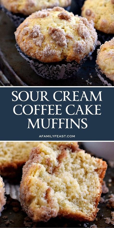 Sour Cream Coffee Cake Muffins, Resep Muffin, Breakfast Muffin, Coffee Cake Muffins, Streusel Muffins, Sour Cream Coffee Cake, Cake Muffins, Torte Cupcake, Muffin Tin Recipes