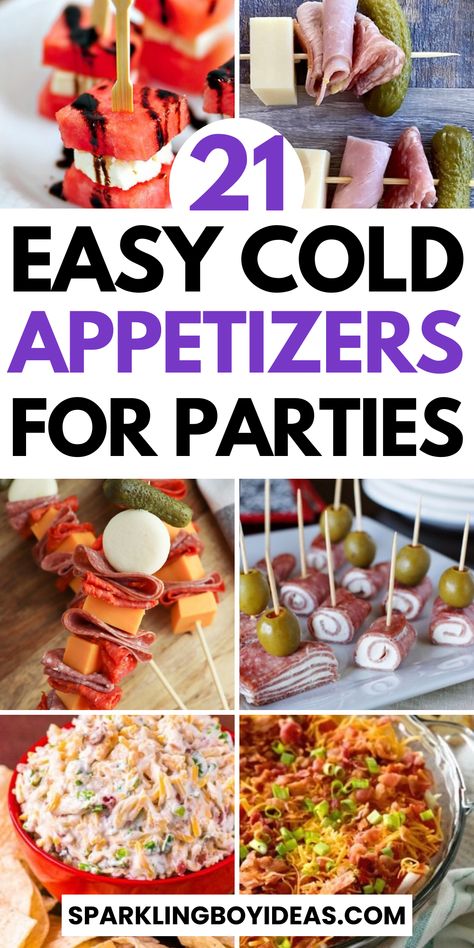 Explore our collection of cold appetizers for parties! From elegant cold hors d'oeuvres to simple cold snacks, find easy party appetizers that are sure to impress. From party dips, skewer appetizers, and bite-size appetizers to pinwheels, there is a variety of finger foods for the party. Our make-ahead appetizer recipes and cold appetizer platters are your go-to for stress-free hosting. Discover quick cold finger foods and no-cook appetizer recipes that are both delicious and easy to make. Easy Office Appetizers, Easy Delicious Finger Foods, Party Food No Cook, Sandwich Ideas Party, Luncheon Appetizer Ideas, Easy Snack Foods For Party Appetizers, Hor Dourves Recipes Parties Food, Sweet 16 Food Ideas Appetizers, Apps For Party