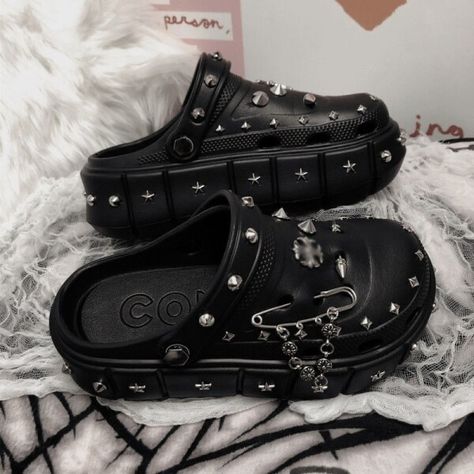 Just found this amazing item on AliExpress. Check it out! $34.37 30％ Off | Summer Women Platform Slippers Punk Pin Rivet Sandals Garden Shoes High Heel Metal Charms Wedge Soft EVA Casual Shoes For Female Punk, Shoes, Punk Fashion, Outfit, Cute Shoes, Goth Shoes, Vetements, Casual Goth, Punk Shoes