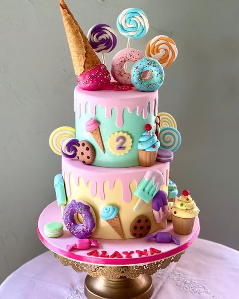 Candy land themed cake :) #candy #candybar #candycandy #candylovers #cake #bakery #baker #lollipop #icecream #doughnuts #melt #birthday… | Instagram Cake, Themed Cakes, Cartoon Cake, Butterfly Birthday Cakes, Fake Cake, Kids Cake, Donut Birthday Cake, Themed Birthday Cakes, Lollipop Cake