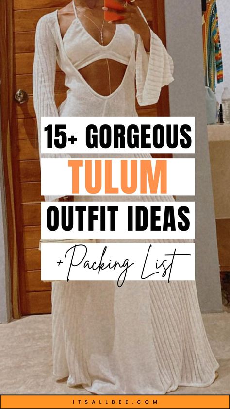 Discover the perfect blend of style and comfort with our Tulum outfit ideas and packing tips. From breezy beachside ensembles to chic evening wear, we've curated fashion guide for your tropical getaway. Explore Tulum's beauty in stunning outfits. #TulumStyle #TravelFashion | What To Wear In Tulum | What To Pack For Tulum | Tulum Outfit Ideas | Tulum Packing List | Tulum Packing Guide | Tulum Packing Checklist | Tulum Outfits Ideas Black Women | Tulum Outfits Ideas Plus Size | Night Party Outfit Outfits, Ideas, Tulum, Tulum Packing List, Tulum Outfits, Tulum Outfits Ideas, Vacation Outfits, Resort Outfit, Resort Casual