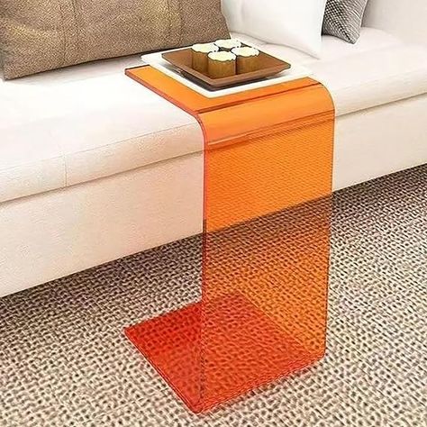Amazon.com: Side Table Living Room, Modern End Table, Small End Table Sofa Side Table C-Shaped Acrylic Coffee Tables Narrow Accent Table, for Living Room Bedroom Office (Color : Orange, Size : 30x30x60cm) : Home & Kitchen Design, Modern Side Table, Modern End Tables, Side Table, End Tables, Small End Tables, Furniture Decor, Acrylic Side Table, Living Room Side Table