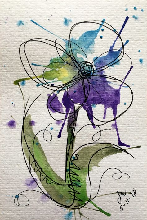 Whimsy flower. Original Donna Hawk Doodles, Watercolour Paintings, Watercolour Flowers, Art, Painting & Drawing, Watercolor Flower Art, Watercolor Flowers, Watercolor Paintings, Floral Art