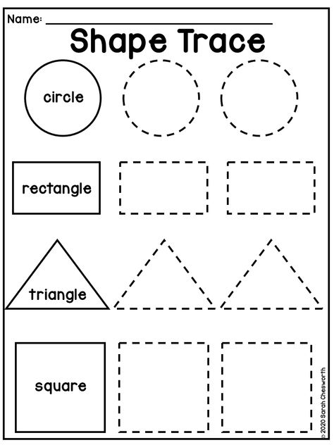 A worksheet focused on shapes and tracing for preschool children. Pre K, English, Worksheets, Shape Worksheets For Preschool, Shape Worksheets For Kindergarten, Shapes Worksheet Kindergarten, Shapes Worksheet Kindergarten Activities, Shape Tracing Worksheets, Teaching Shapes