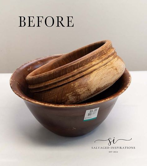 Hemp Oil Wood Finish on Thrift Bowls - Salvaged Inspirations Crafts, Diy, Decorative Bowls, Ideas, Wood Bowl Decor, Wood Bowls Decor Ideas, Wood Bowls, How To Antique Wood, Cleaning Wood