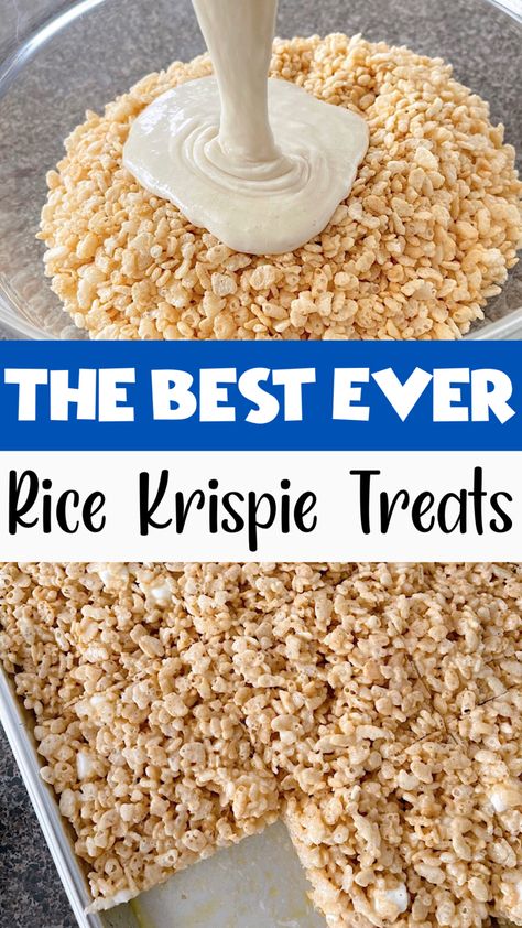 Pictures showing how to make Rice Krispie Treats. Cake, Dessert, Brownies, Snacks, Desserts, Rice Krispie Treats Original Recipe, Rice Crispy Treats Recipe Original, Rice Crispy Treats Recipe, Rice Krispy Treats Recipe