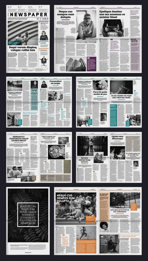 Adobe InDesign Tabloid Newspaper Template Layout, Layout Design, Design, Booklet Design, Magazine Design, Paper Layout, Booklet Design Layout, Graphic Design Newspaper, Graphic Design Layouts